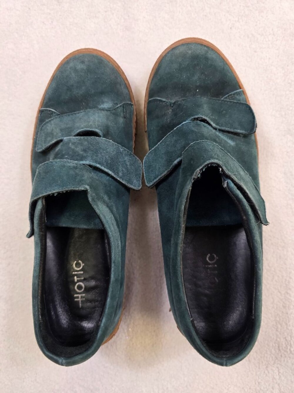 Hotic Emerald Green Suede Velcro Strap Sneakers For Women Size 39 - Picture 8 of 8
